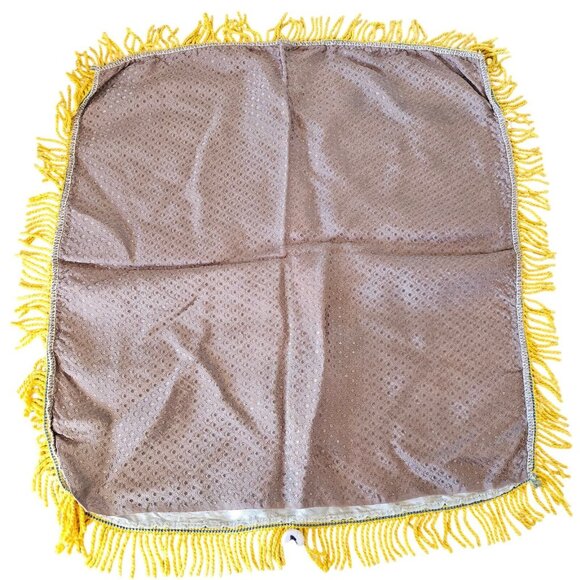 Vintage U.S. Army Camp McCoy WI Silk Satin Sweetheart Pillow Cover Fringe - Picture 9 of 10